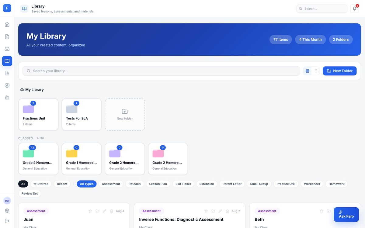 Content library with AI-generated materials